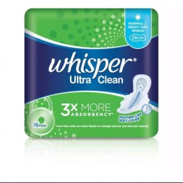 Whisper Ultra Clean Heavy Day Wing Sanitary Pads 28cm 16pcs